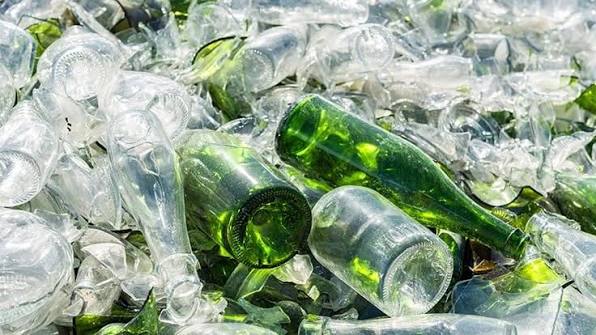 Plastic bottles being sorted for recycling