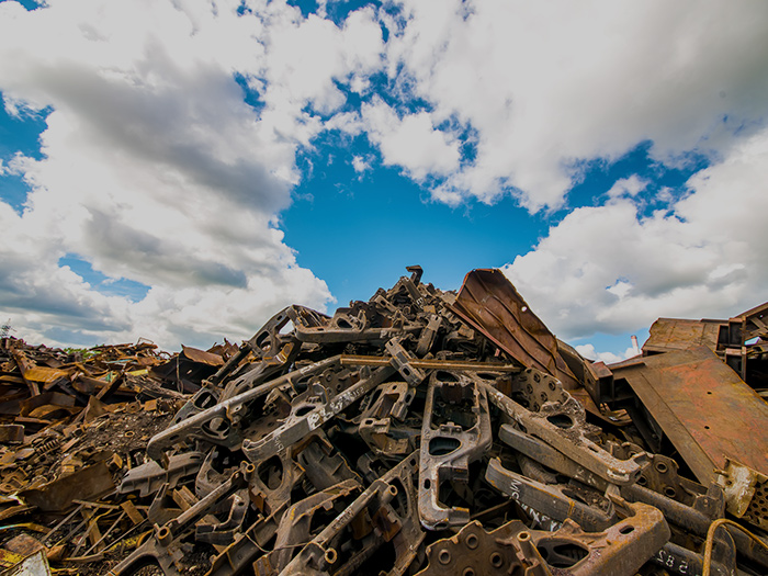 Scrap metal pile at recycling facility